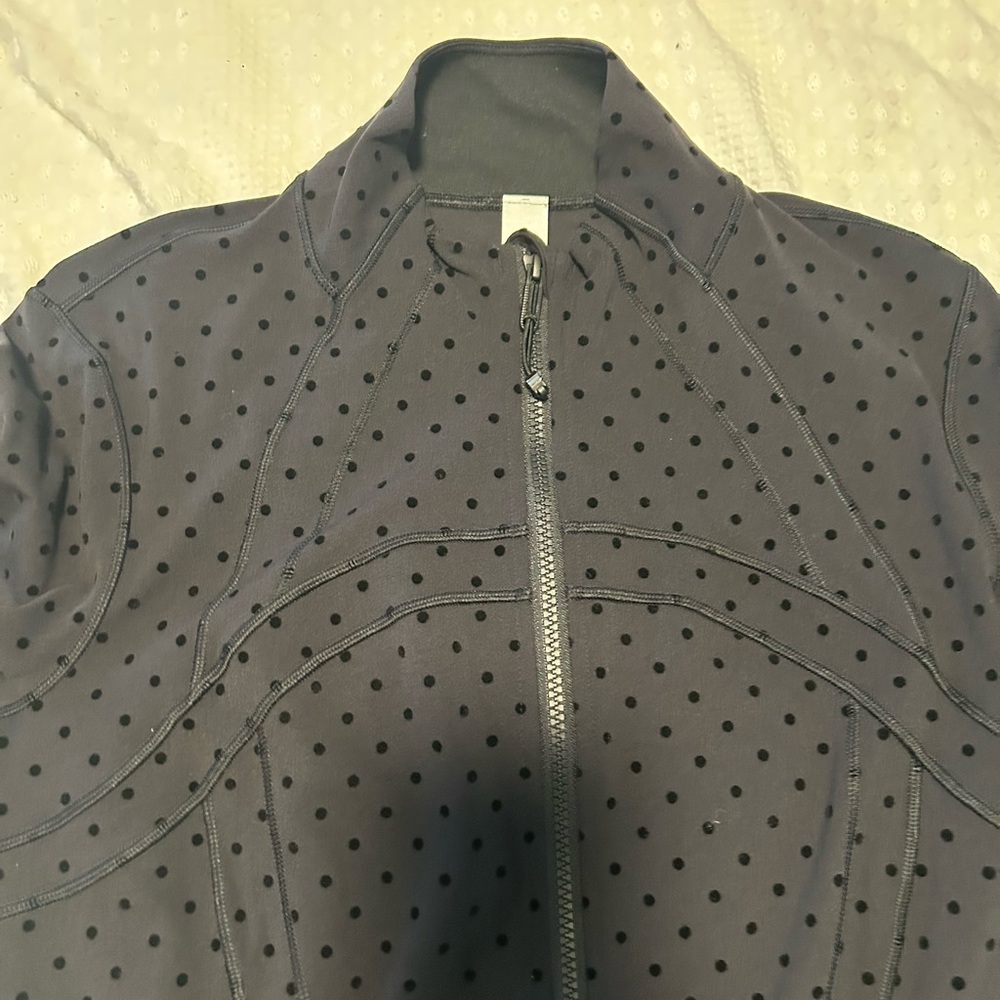 Lululemon Define Jacket Flocked Polka Flock Black Size 14 - Picture 2 of 8